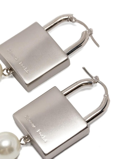 Simone Rocha padlock pearl-embellished earrings - Silver - zdjęcie produktu nr 2