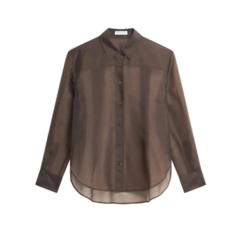 The Frankie Shop Peri sheer shirt - Brown - zdjęcie produktu nr 2