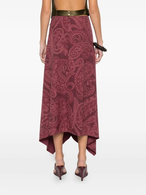 ETRO paisley-print ruffled skirt - Red - zdjęcie produktu nr 2