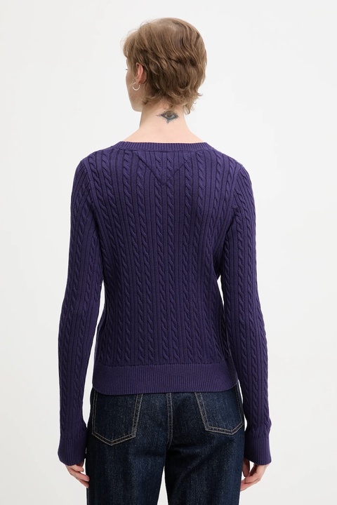 Tommy Jeans sweter bawełniany damski kolor fioletowy lekki DW0DW22165 - zdjęcie produktu nr 2