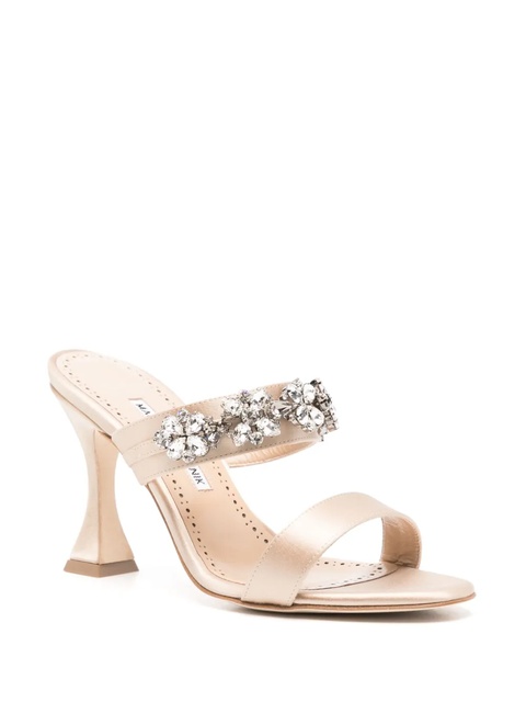 Manolo Blahnik Persan 90mm satin mules - Neutrals - zdjęcie produktu nr 2