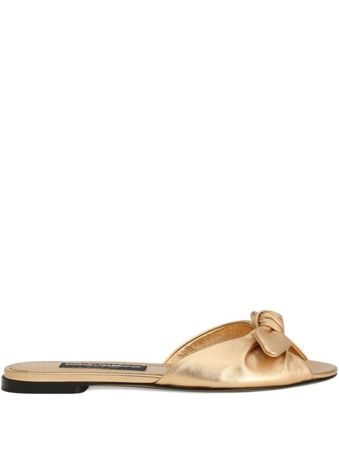 Dolce & Gabbana bow-detail leather sandals - Gold - zdjęcie produktu nr 1