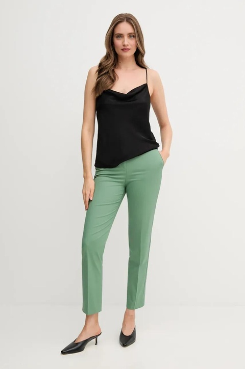 United Colors of Benetton spodnie damskie kolor zielony fason cygaretki high waist 40FADF08U - zdjęcie produktu nr 2