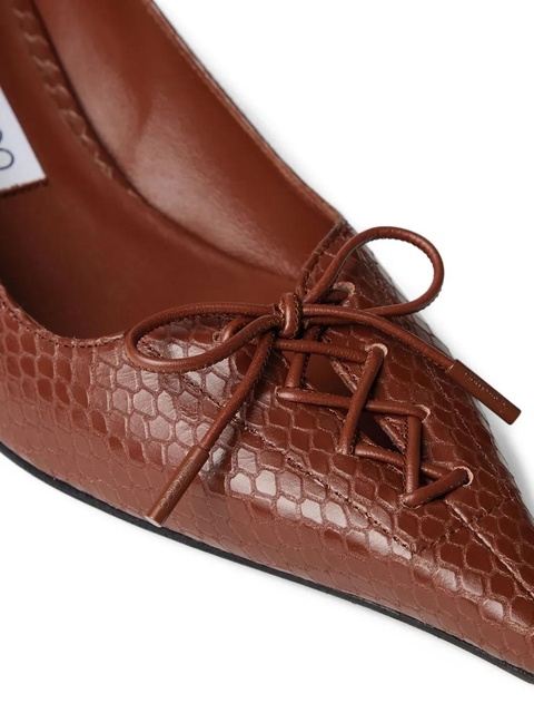 Jimmy Choo 50mm Scarlett lace-up snakeskin-effect pumps - Brown - zdjęcie produktu nr 2