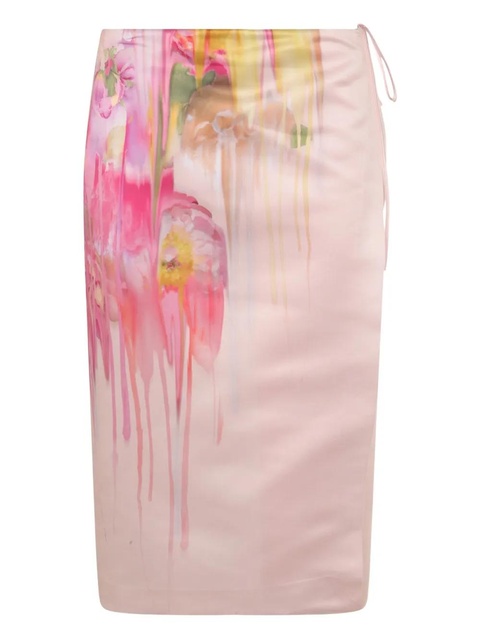 Blumarine satin-finish midi skirt - Pink - zdjęcie produktu nr 1