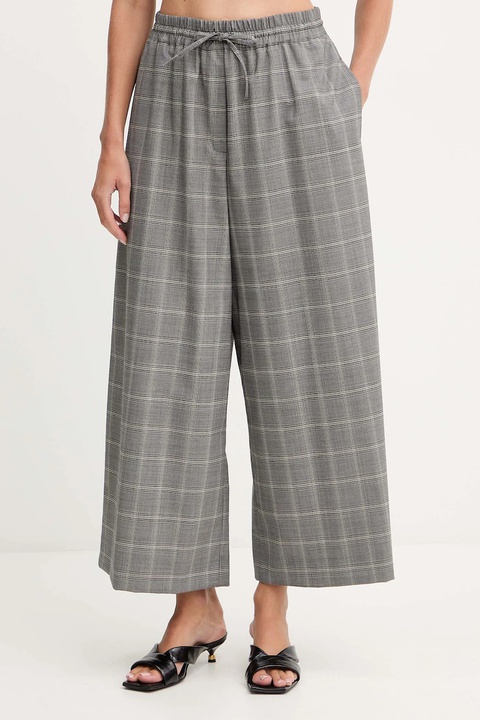 Weekend Max Mara spodnie z dodatkiem wełny LUIGI damskie kolor szary szerokie high waist 2525136082600 - zdjęcie produktu nr 1