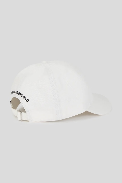 Karl Lagerfeld czapka z daszkiem bawełniana kolor biały gładka A3W33139 - zdjęcie produktu nr 2
