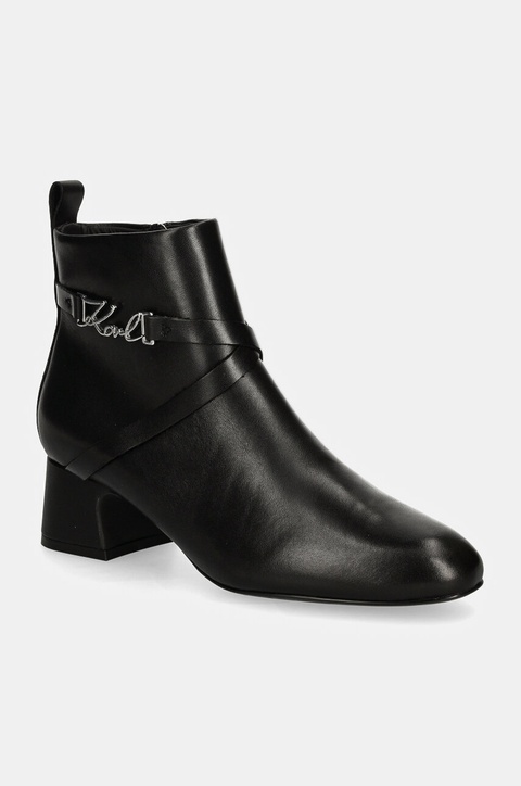 Karl Lagerfeld botki skórzane BONNIE damskie kolor czarny na słupku KL30354 - zdjęcie produktu nr 1