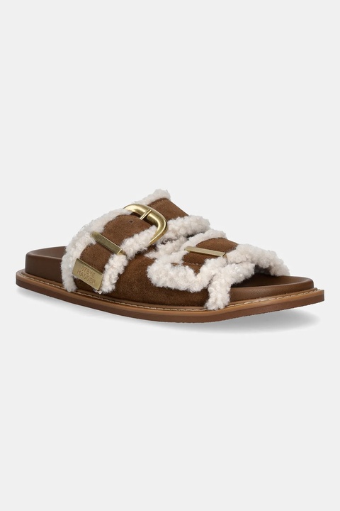 Steve Madden klapki zamszowe Arch-F damskie kolor brązowy 11005031 - zdjęcie produktu nr 1