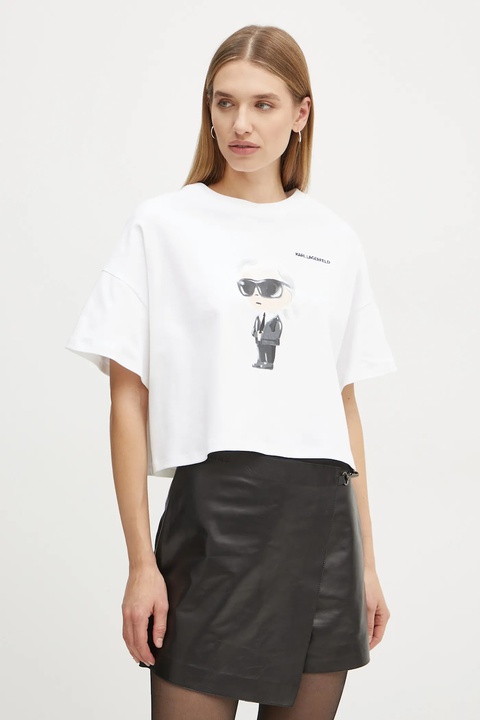 Karl Lagerfeld t-shirt bawełniany damski kolor beżowy A1W17132 - zdjęcie produktu nr 1
