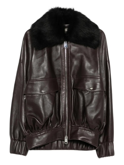 KHAITE fur-collar leather jacket - Brown - zdjęcie produktu nr 1