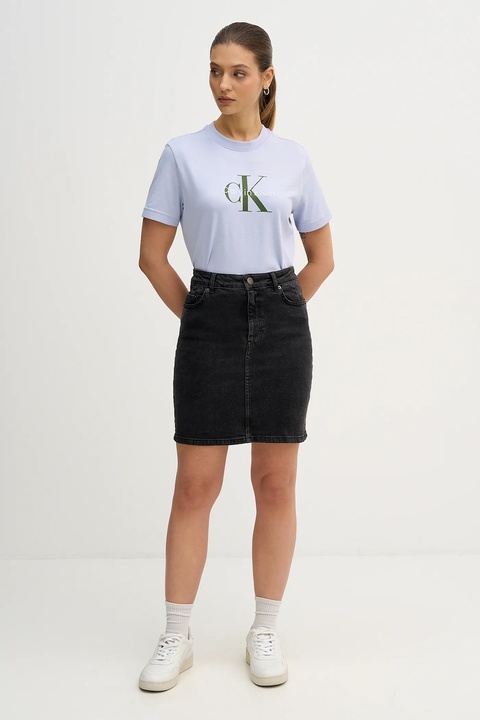 Calvin Klein Jeans t-shirt bawełniany damski kolor niebieski LV047B865G - zdjęcie produktu nr 2