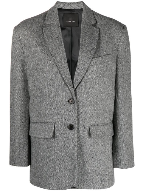 ANINE BING herringbone single-breasted blazer - Black - zdjęcie produktu nr 1