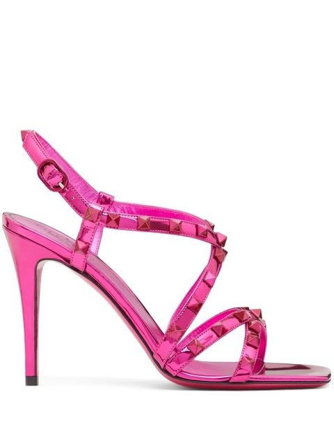 Valentino Garavani 100mm Rockstud mirrored sandals - Pink - zdjęcie produktu nr 1