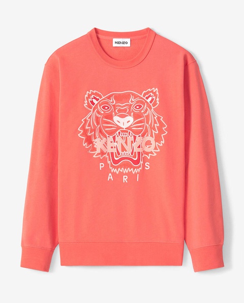 KENZO - Koralowa bluza z haftowanym tygrysem - zdjęcie produktu nr 1