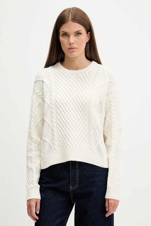 Guess Jeans sweter z dodatkiem wełny damski kolor beżowy lekki W5BR09 Z0561 - zdjęcie produktu nr 1