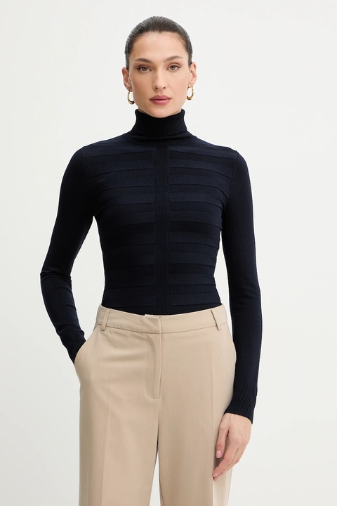 Morgan sweter damski kolor granatowy lekki z golfem MENTHYO - zdjęcie produktu nr 1