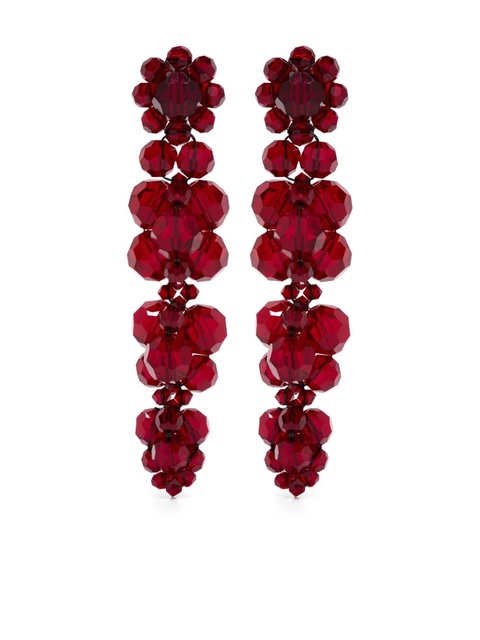 Simone Rocha crystal-flower earrings - Red - zdjęcie produktu nr 1