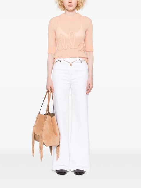 Chloé embroidered-logo sweater - Orange - zdjęcie produktu nr 2