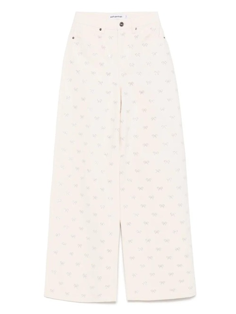 Self-Portrait bow-embellished jeans - Neutrals - zdjęcie produktu nr 1