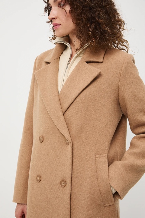 Medicine płaszcz z domieszką wełny damski kolor beżowy - zdjęcie produktu nr 2