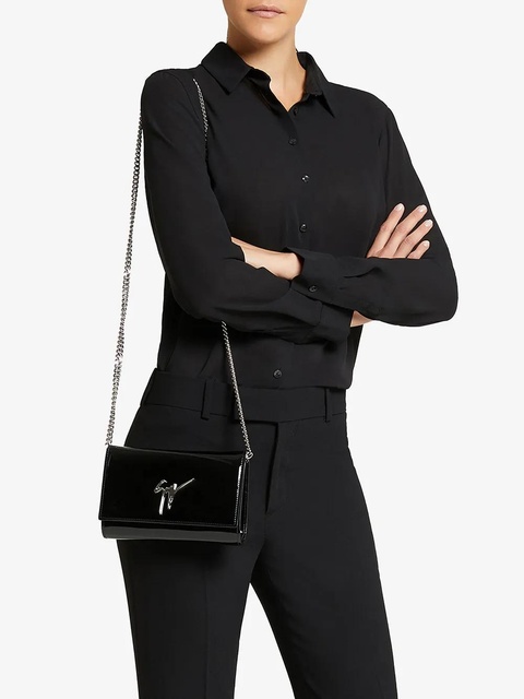 Giuseppe Zanotti Cleopatra glossy clutch bag - Black - zdjęcie produktu nr 1