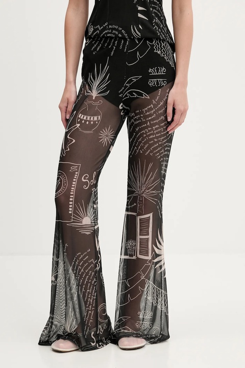 Never Fully Dressed spodnie damskie kolor czarny dzwony high waist NFDTR482 - zdjęcie produktu nr 1