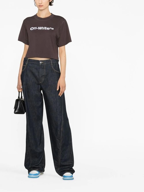 Off-White cropped logo-print T-shirt - Black - zdjęcie produktu nr 1