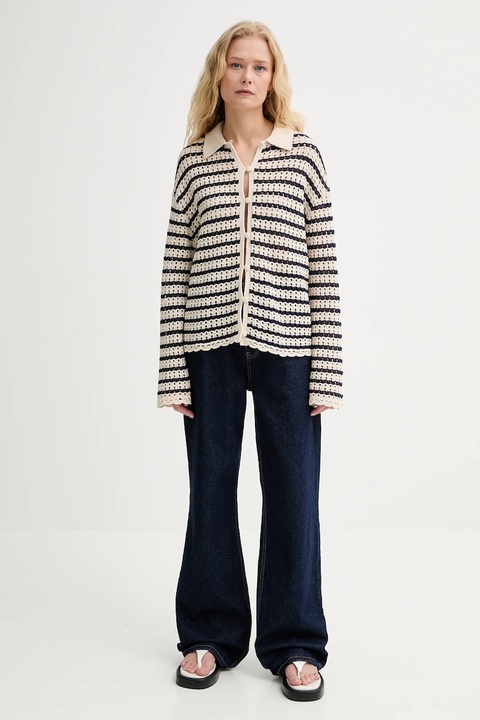 Rag & Bone kardigan z domieszką lnu damski kolor beżowy lekki WAS25P060BR60 - zdjęcie produktu nr 2