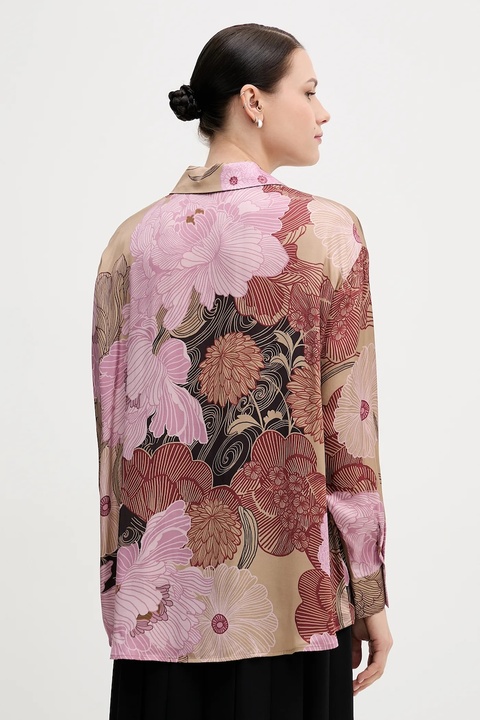 Sisley koszula damska kolor beżowy relaxed z kołnierzykiem klasycznym 5IBNLQ07F - zdjęcie produktu nr 2