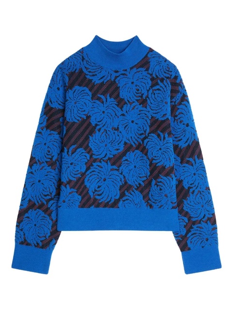 DRIES VAN NOTEN floral-jacquard sweater - Blue - zdjęcie produktu nr 1