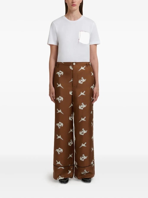 Marni raven-print wide-leg trousers - Brown - zdjęcie produktu nr 1