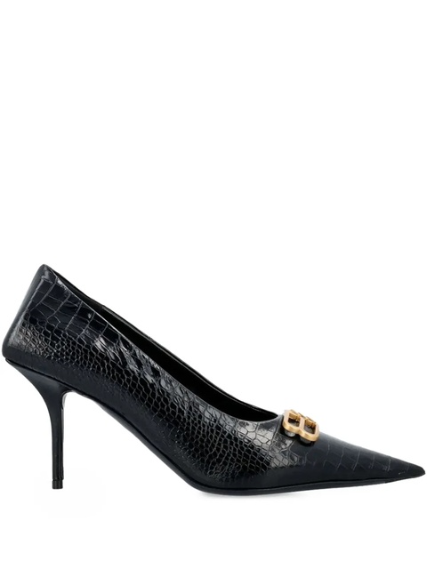 Balenciaga 80mm Square Knife BB crocodile-embossed pointed pumps - Black - zdjęcie produktu nr 1
