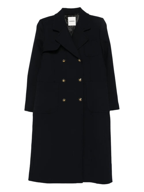 SANDRO patch-pockets double-breasted coat - Blue - zdjęcie produktu nr 1