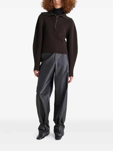 LEMAIRE ribbed half-zip sweater - Brown - zdjęcie produktu nr 1