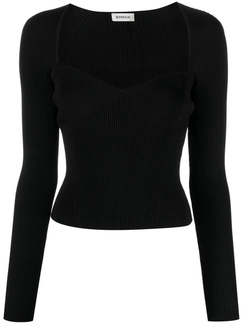 Simkhai Giuliana sweetheart-neck jumper - Black - zdjęcie produktu nr 1