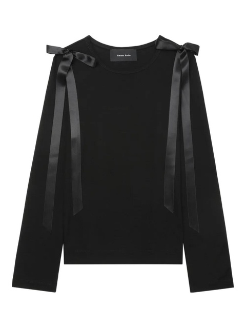 Simone Rocha ribbon-detail long-sleeve T-shirt - Black - zdjęcie produktu nr 1