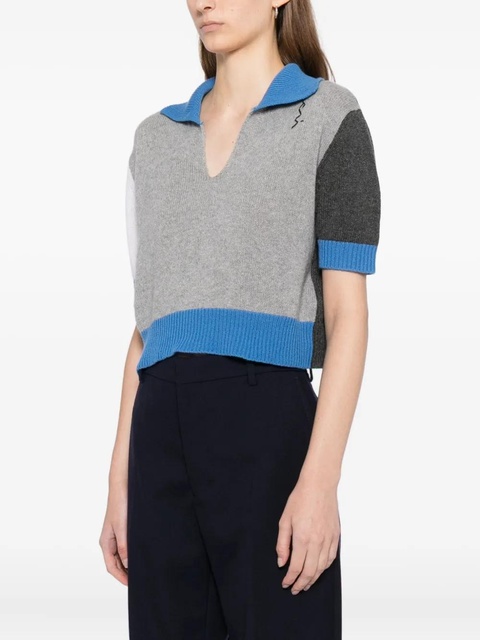 Marni logo-embroidered colour-block polo top - Grey - zdjęcie produktu nr 2