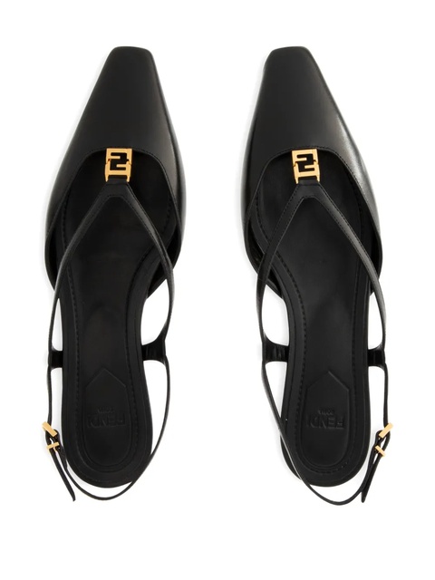FENDI Fold slingback leather flats - Black - zdjęcie produktu nr 2