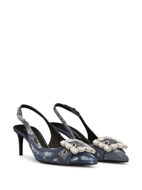 Dolce & Gabbana 60mm patchwork-denim slingback pumps - Blue - zdjęcie produktu nr 2