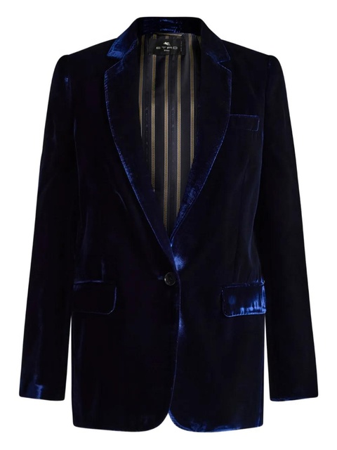 ETRO single-breasted velvet blazer - Blue - zdjęcie produktu nr 1
