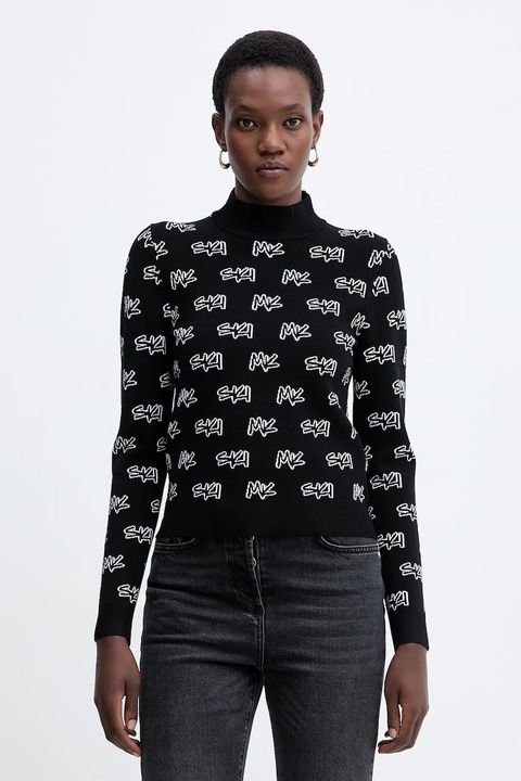 MICHAEL Michael Kors sweter damski kolor czarny lekki z półgolfem MF561COK0M - zdjęcie produktu nr 1
