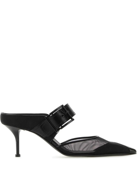 Alexander McQueen 65mm Punk buckled mesh mules - Black - zdjęcie produktu nr 1