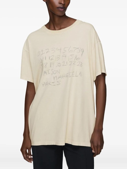 Maison Margiela numbers-print round-neck T-shirt - Neutrals - zdjęcie produktu nr 2