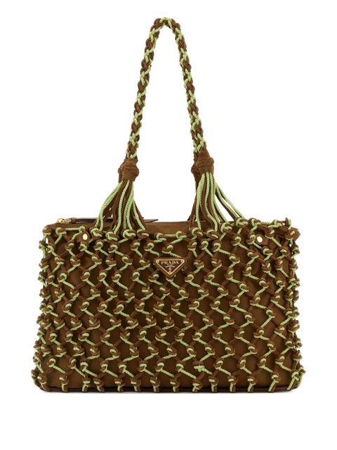 Prada small Noué braided-handle mesh tote bag - Brown - zdjęcie produktu nr 1