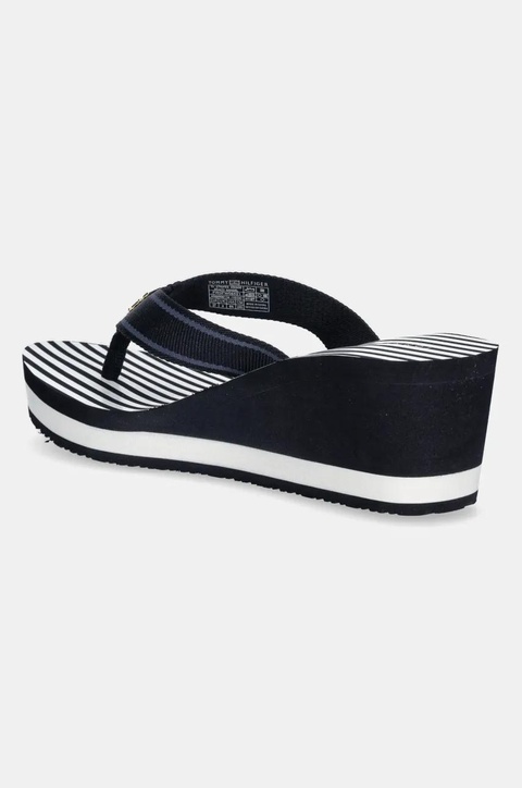 Tommy Hilfiger japonki TH STRIPES WEDGE BEACH SANDAL damskie kolor granatowy na koturnie FW0FW08521 - zdjęcie produktu nr 2