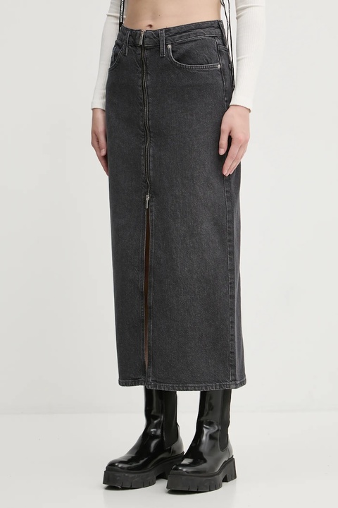 Karl Lagerfeld Jeans spódnica jeansowa kolor szary midi prosta A1W12008 - zdjęcie produktu nr 1