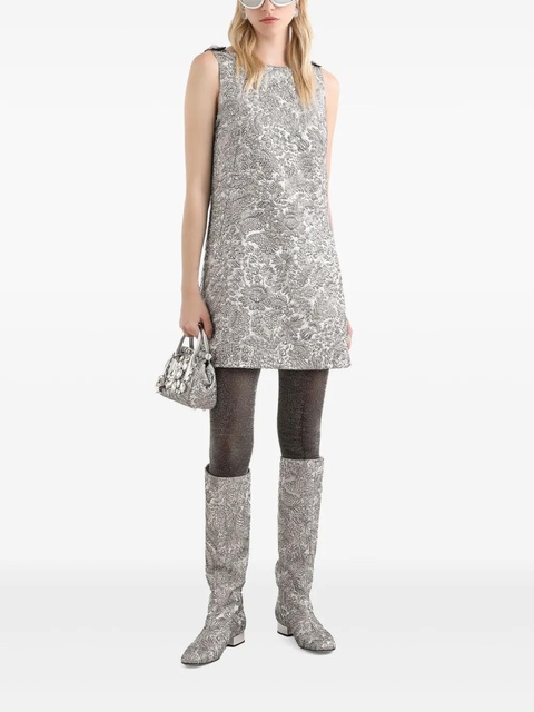 Dolce & Gabbana floral-jacquard mini dress - Silver - zdjęcie produktu nr 1