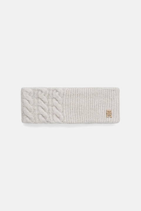 Tommy Hilfiger opaska na głowę z domieszką wełny kolor szary AW0AW17989 - zdjęcie produktu nr 1
