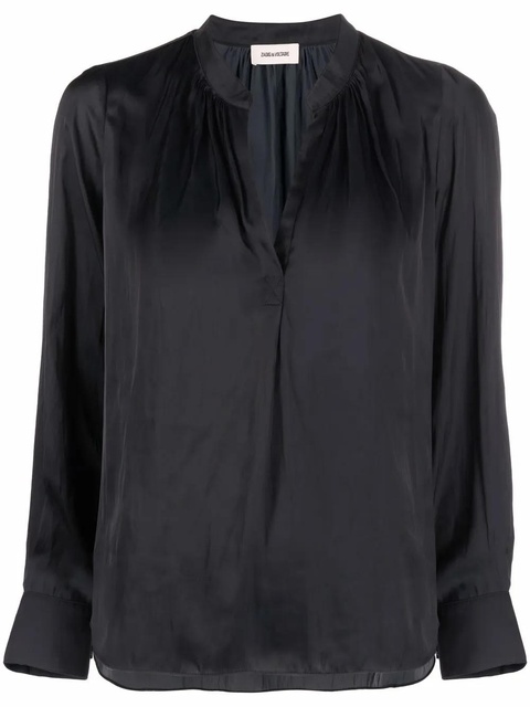 Zadig&Voltaire satin-finish V-neck blouse - Black - zdjęcie produktu nr 1